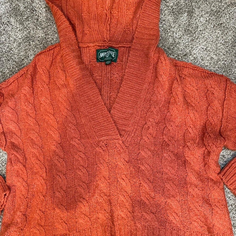 AE Women's Orange Cable Knit Sweater